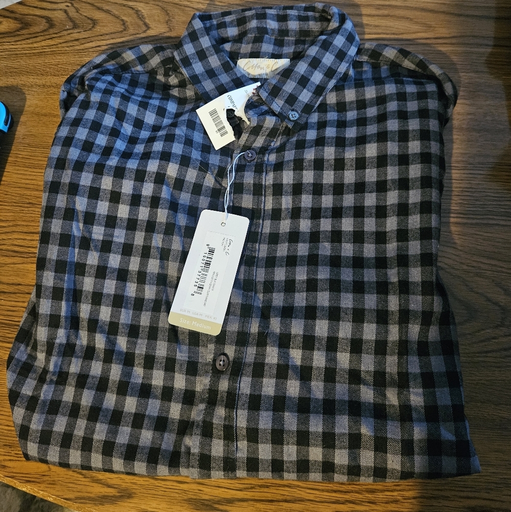 Men's Black & Gray Checked Button-Down Shirt